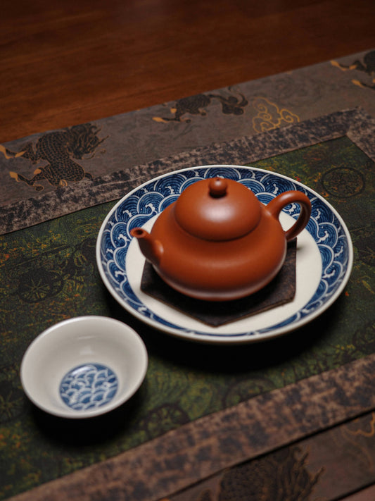 Handcrafted Blue-and-White “Ocean Wave” Multi-Use Plate / Dessert Dish