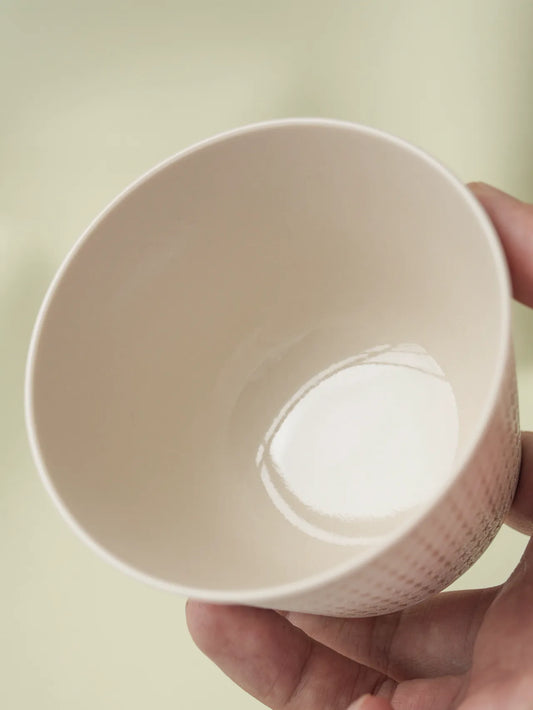 Kilnora LOOFA STUDIO Ornamental Garden underglaze carved diamond pattern porcelain cup