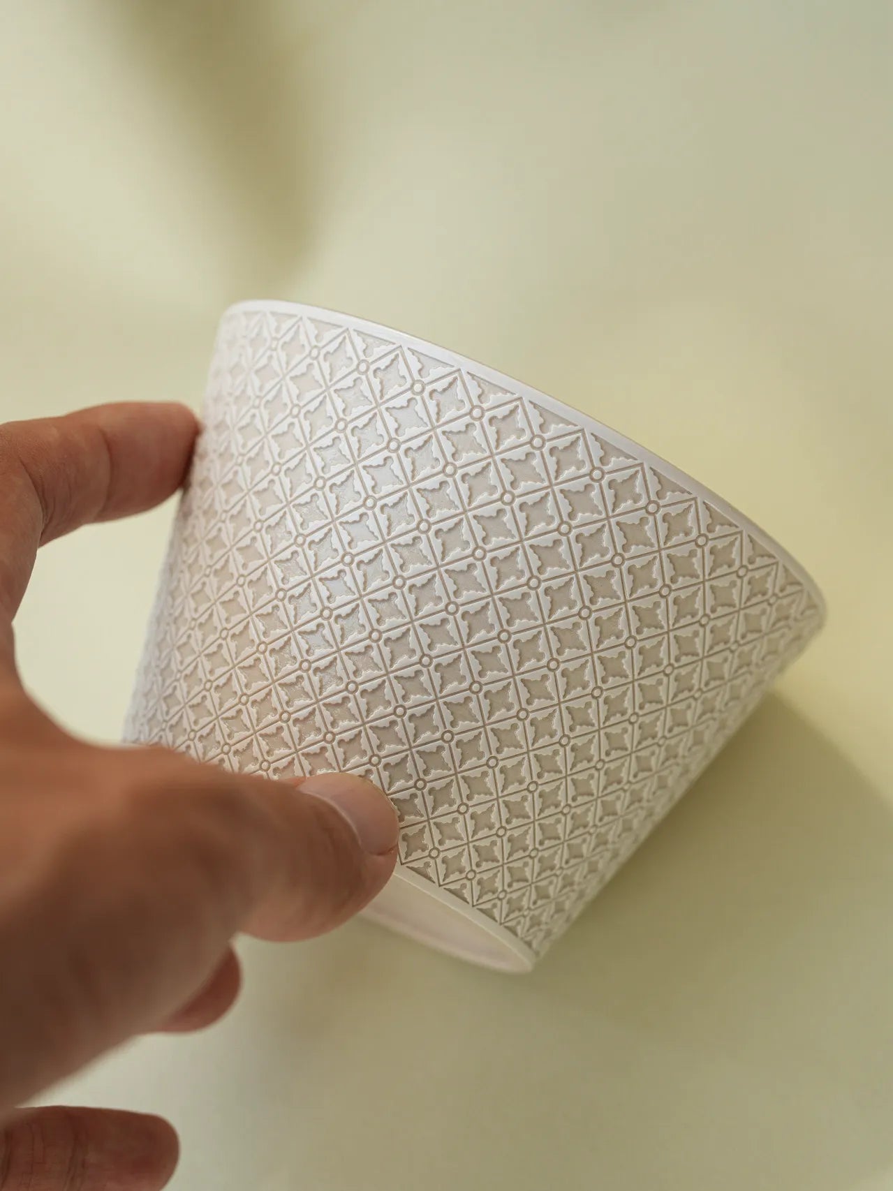 Kilnora LOOFA STUDIO Ornamental Garden underglaze carved diamond pattern porcelain cup