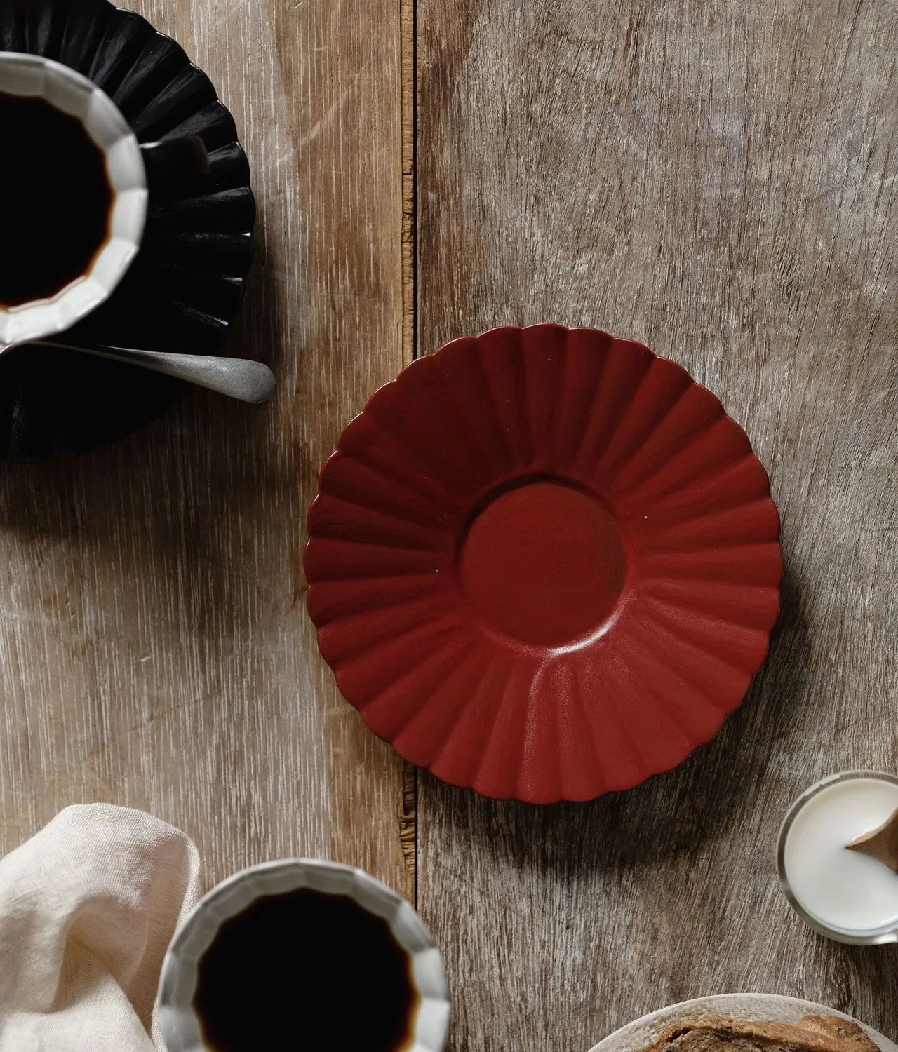 Kilnora Venor Vintage red porcelain cup and saucer set featuring deep red glaze and vintage-inspired design