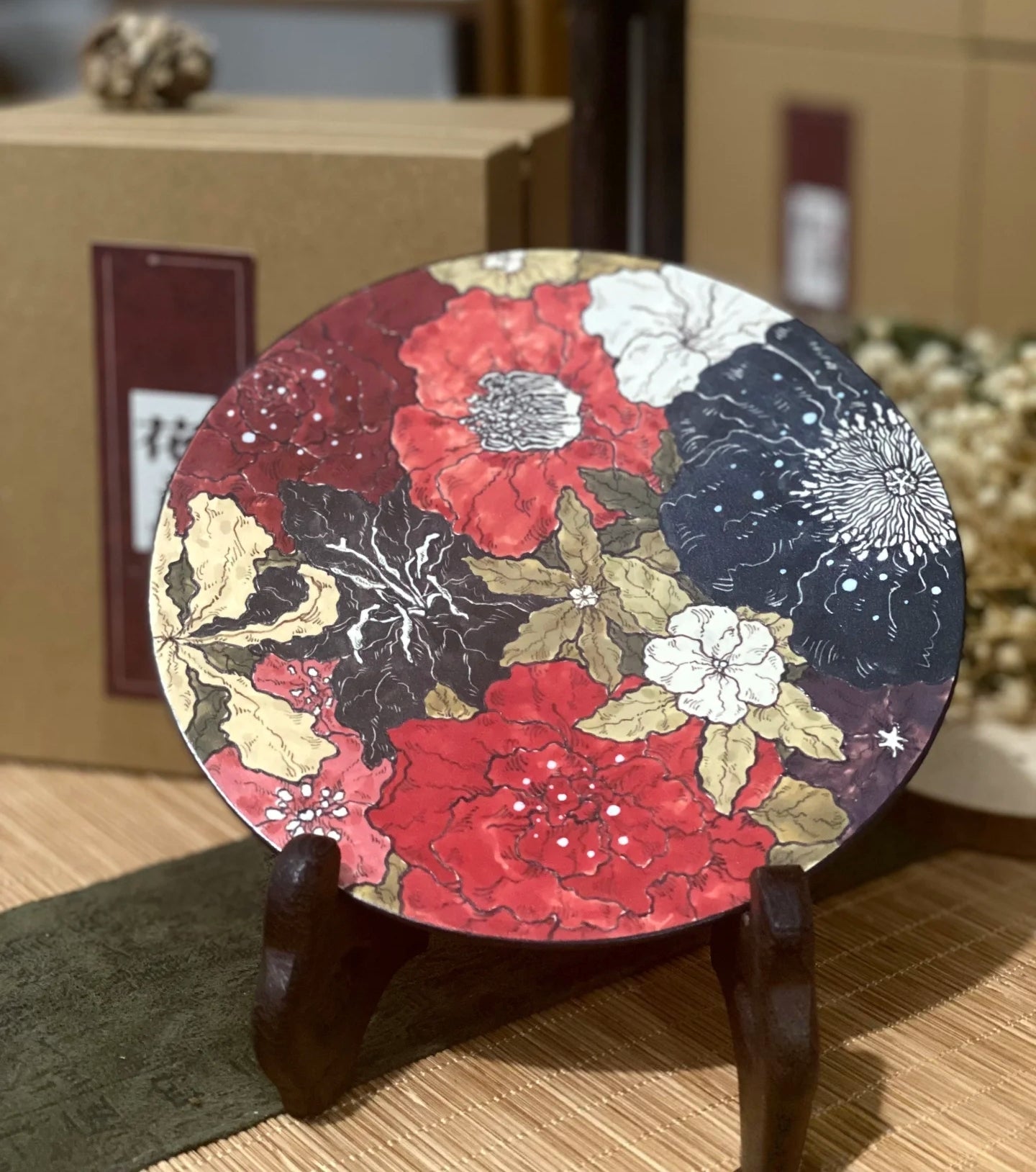 Handcrafted Fully-Decorative Red Dinner Plate