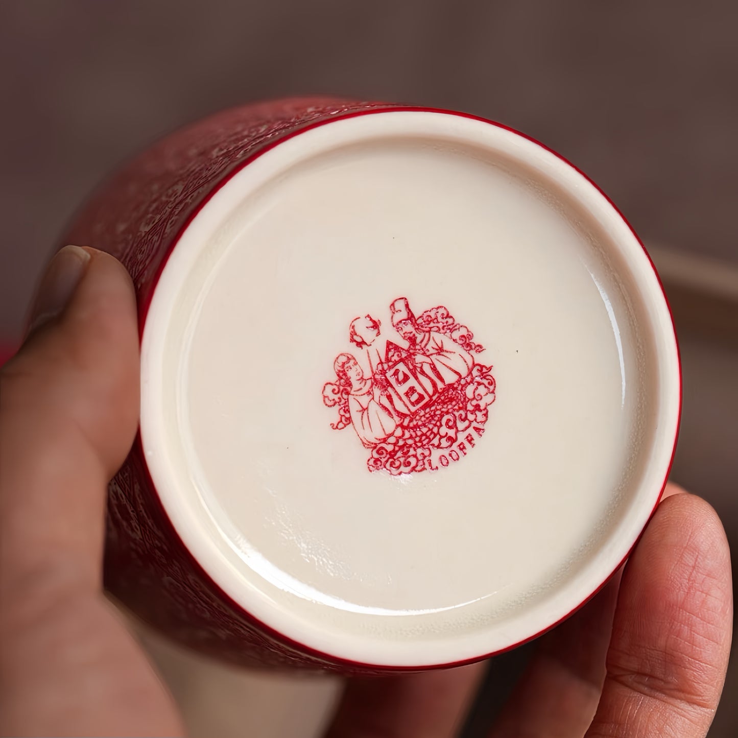 Kilnora LOOFA STUDIO Genesis Brocade underglaze carved porcelain cup