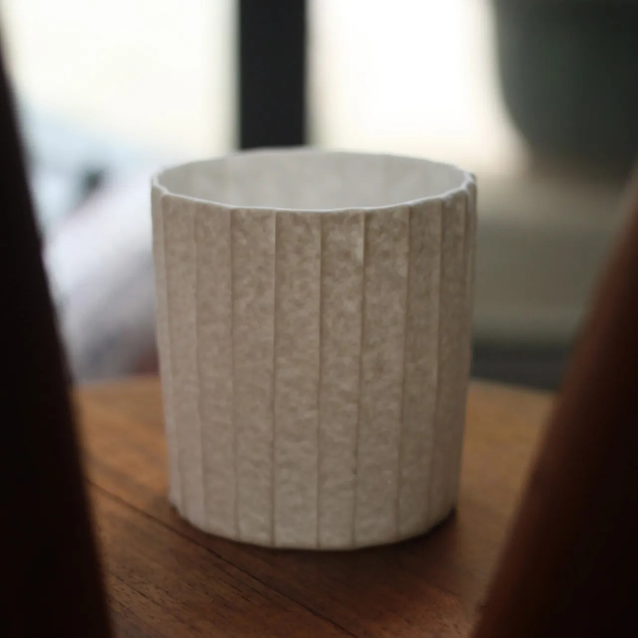 Kilnora Lumora Stonefold Series 220 ml porcelain cup featuring handcrafted rock-fold textures and soft translucence.