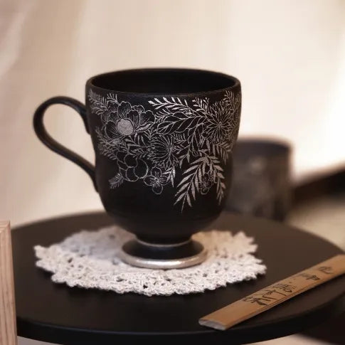 Kilnora Aokawa Chihiro Vintage porcelain mug featuring classic silver detailing