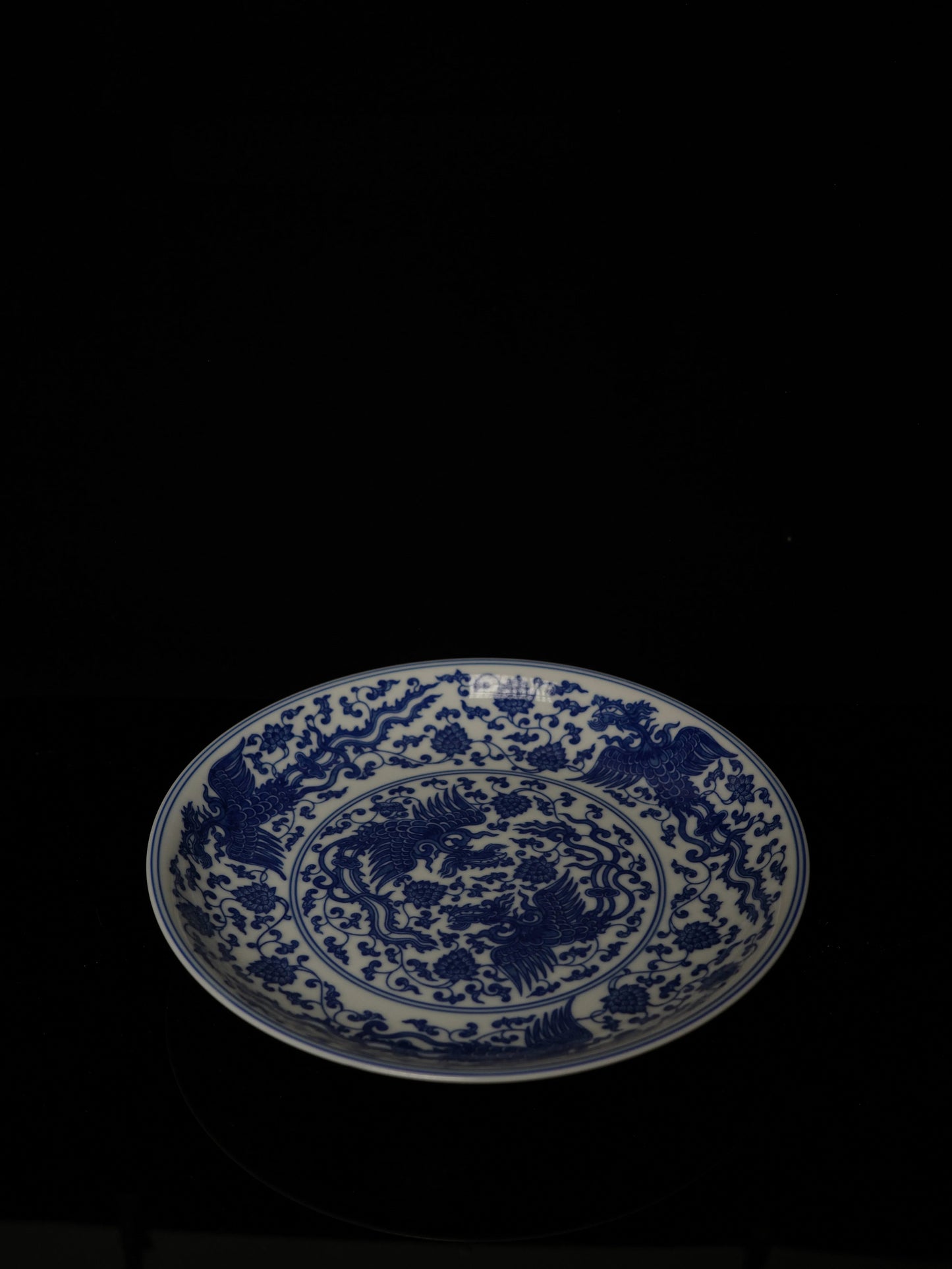 Handcrafted Blue-and-White “Dragon & Phoenix” Multi-Use Plate / Dessert Dish
