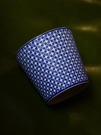 Kilnora LOOFA STUDIO Ornamental Garden underglaze carved diamond pattern porcelain cup