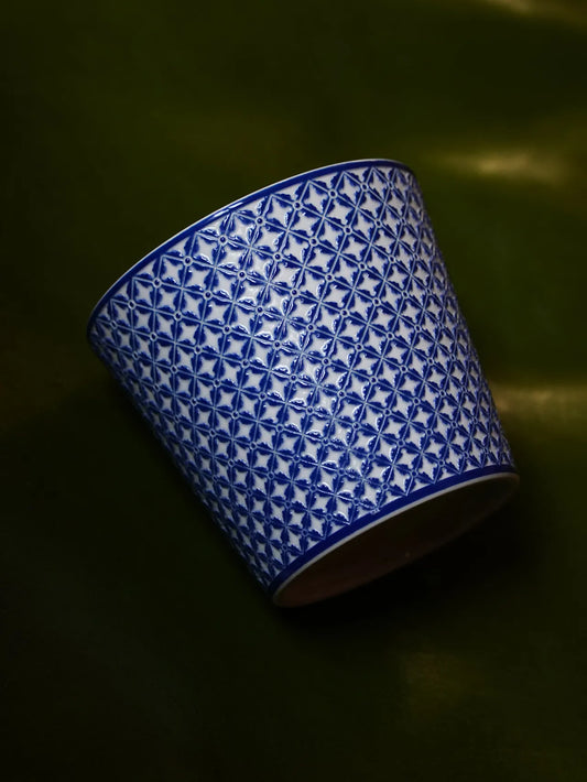 Kilnora LOOFA STUDIO Ornamental Garden underglaze carved diamond pattern porcelain cup