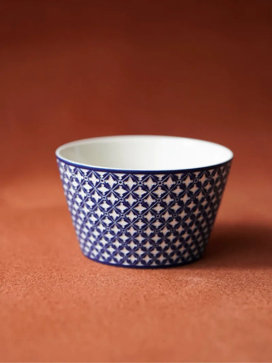 Kilnora LOOFA STUDIO Ornamental Garden underglaze carved diamond pattern porcelain cup