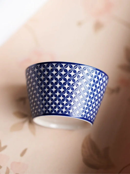 Kilnora LOOFA STUDIO Ornamental Garden underglaze carved diamond pattern porcelain cup