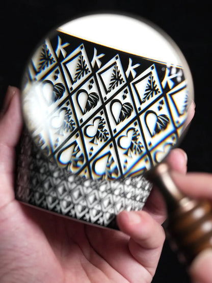 Kilnora LOOFA STUDIO The Magician underglaze carved porcelain cup with playing card motif