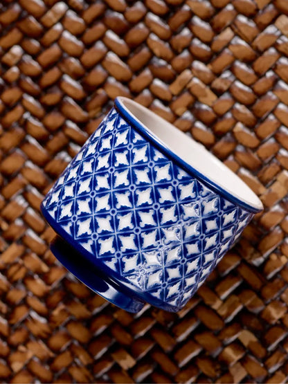 Kilnora LOOFA STUDIO Ornamental Garden underglaze carved diamond pattern porcelain cup