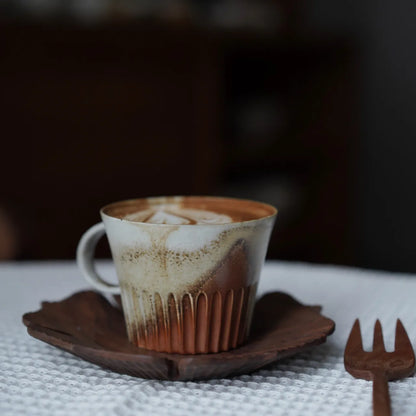 Kilnora Dai-in Series small-capacity wood-fired espresso mug 150 ml with unique ash glaze patterns.