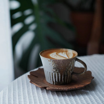 Kilnora Dai-in Series small-capacity wood-fired espresso mug 150 ml with unique ash glaze patterns.