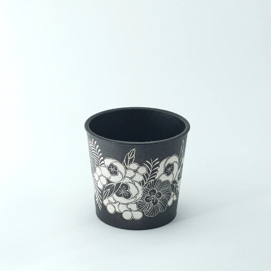 Kilnora Aokawa Chihiro Camellia porcelain cup with silver inlay camellia motif
