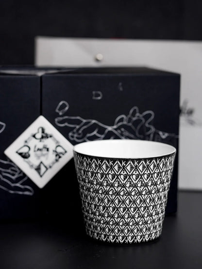 "Kilnora LOOFA STUDIO set of two porcelain cups featuring The Magician and Queen of Fortune motifs