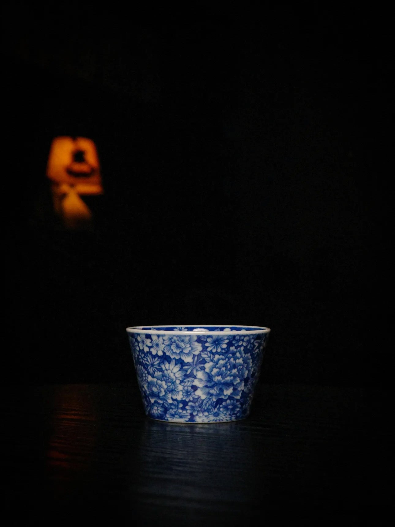 Kilnora Blue-and-White Myriad Flowers porcelain coffee cup featuring intricate floral pattern