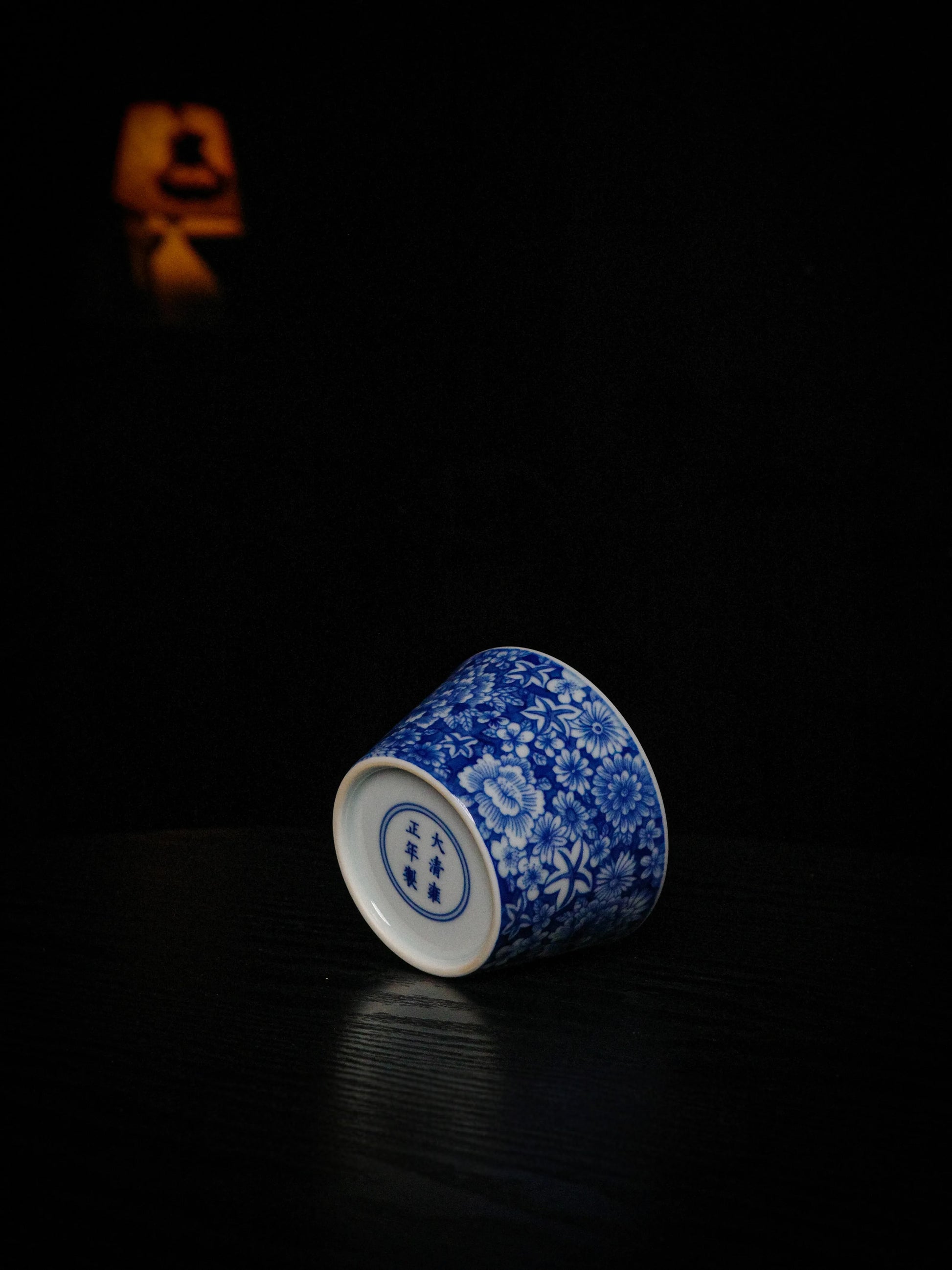 Kilnora Blue-and-White Myriad Flowers porcelain coffee cup featuring intricate floral pattern