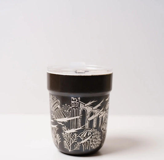 Kilnora Aokawa Chihiro Atlantis Wave porcelain cup featuring silver wave patterns