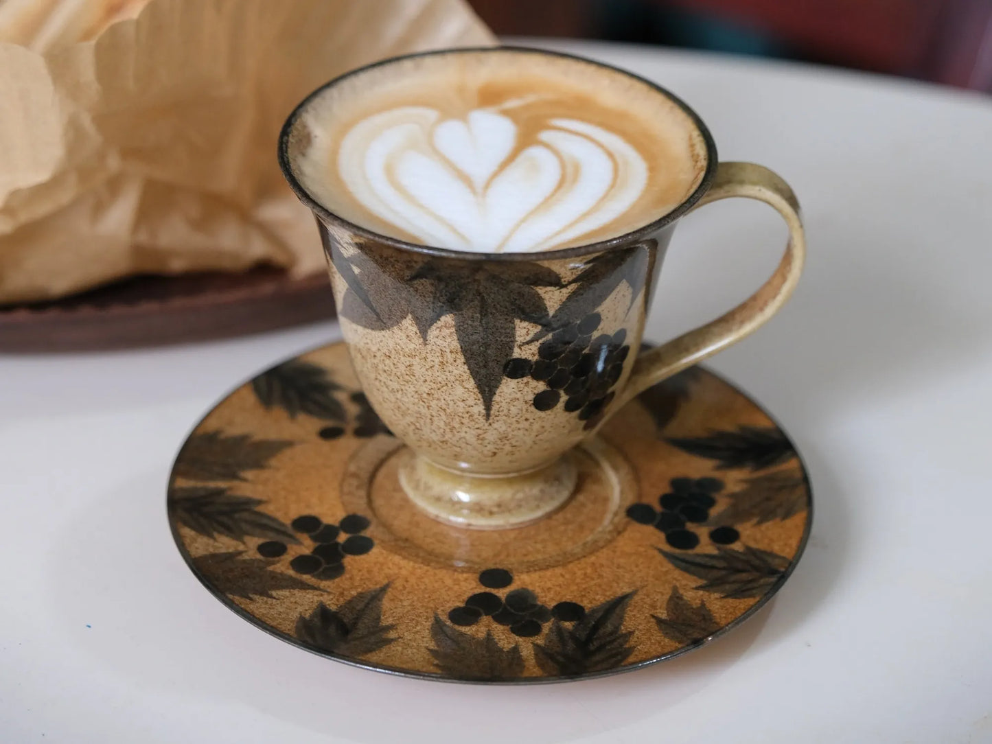 Kilnora Shisō Grape Series porcelain cup and saucer set with underglaze fruit motifs