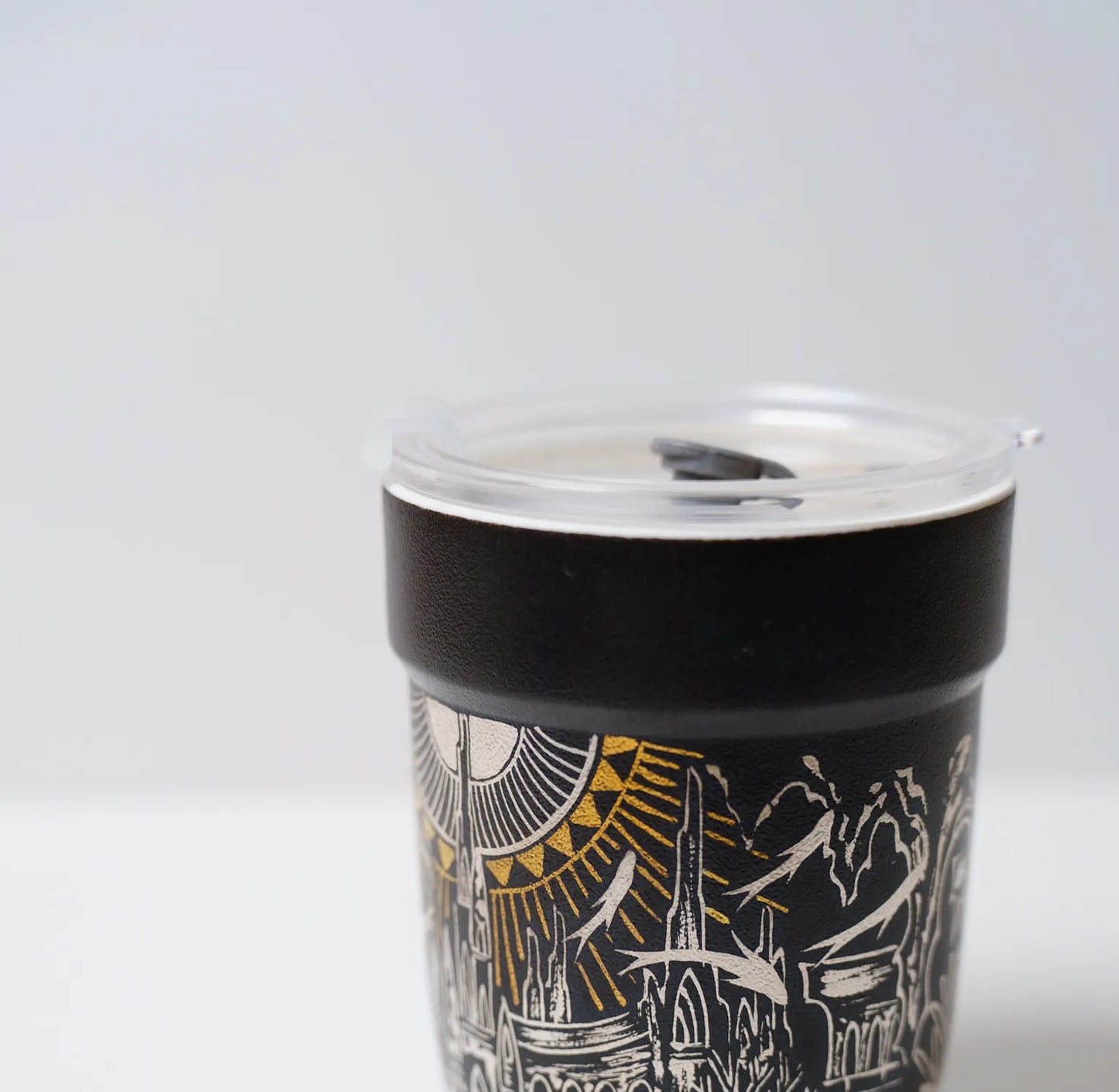 Kilnora Aokawa Chihiro Atlantis City porcelain cup with silver inlay cityscape design