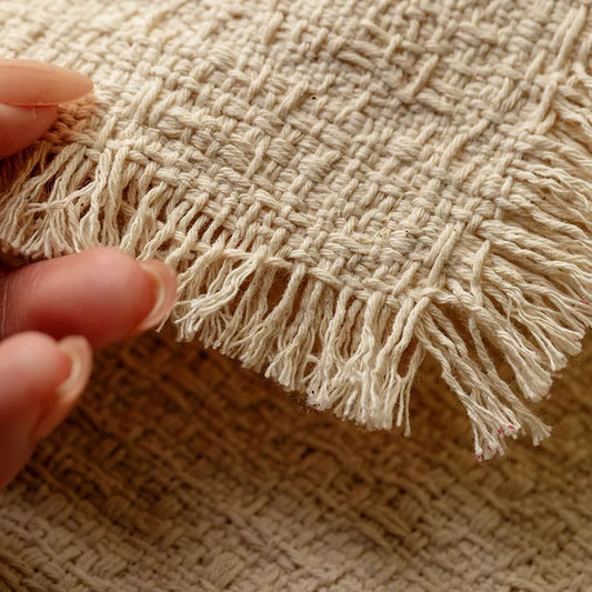 Handcrafted Tassel Beige Tea & Cup Mat