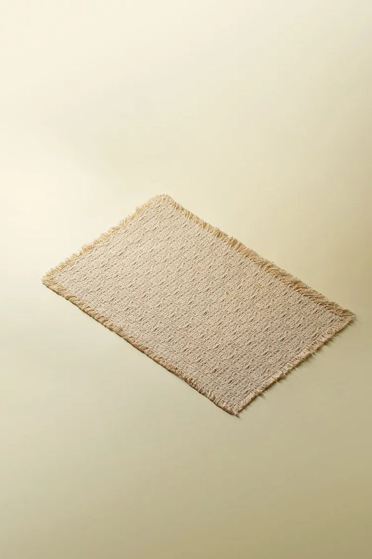 Handcrafted Tassel Beige Tea & Cup Mat