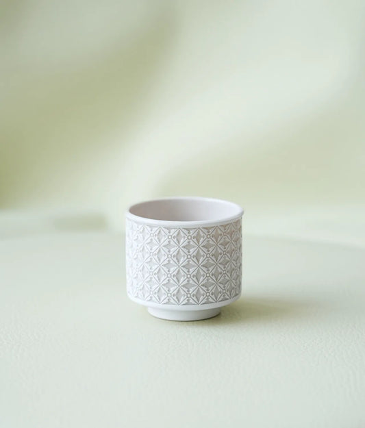Kilnora LOOFA STUDIO Ornamental Garden underglaze carved diamond pattern porcelain cup