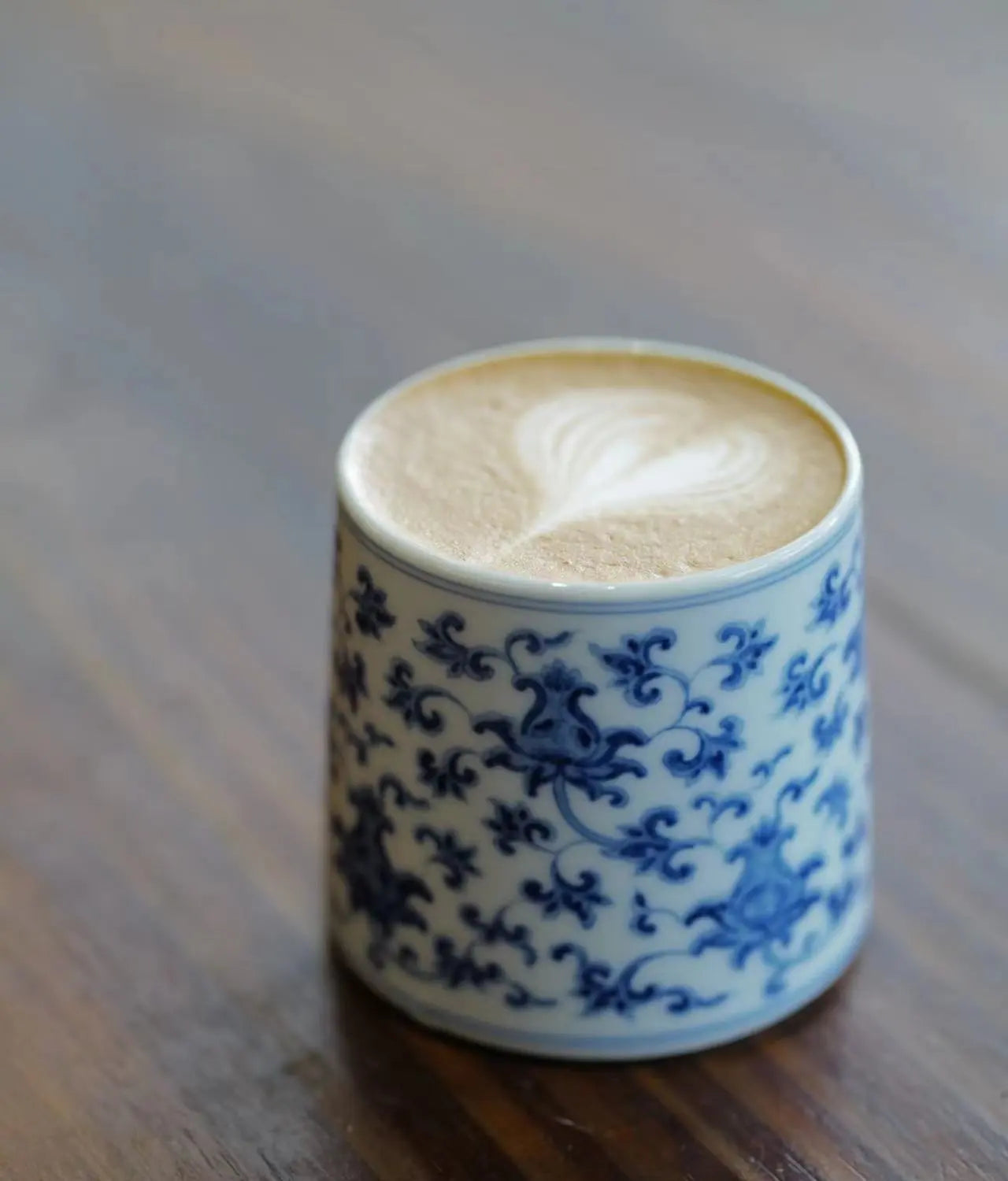Kilnora Blue-and-White Entwined Branch porcelain coffee mug with hand-etched branch motif