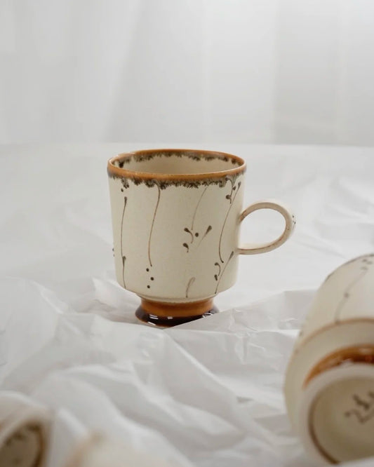 Kilnora Sōng Amber Series coffee cup featuring rich amber glaze and delicate relief patterns