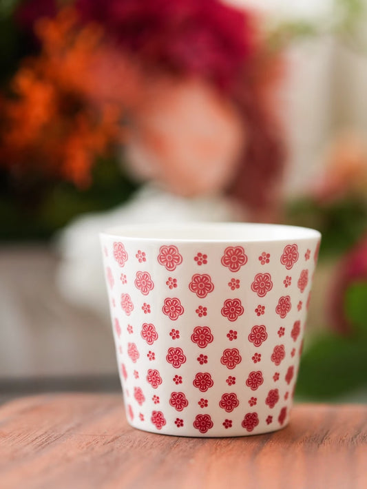 Kilnora LOOFA STUDIO Gradient Pink Plum Blossom carved porcelain cup with soft pink gradient