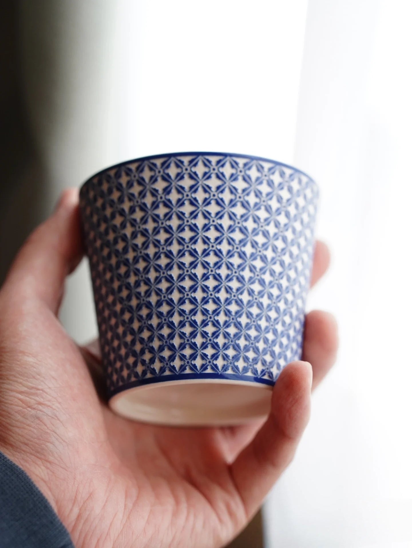 Kilnora LOOFA STUDIO Ornamental Garden underglaze carved diamond pattern porcelain cup