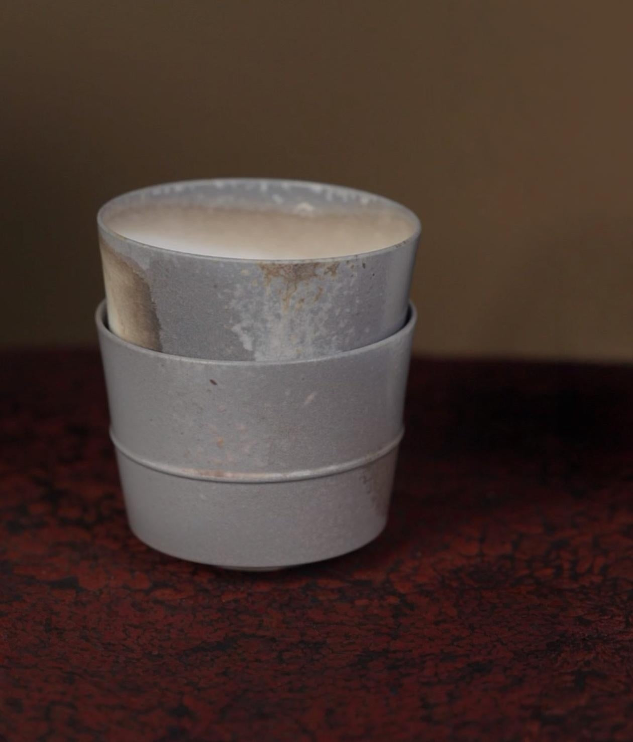 Kilnora Dai-in Series bamboo porcelain cup wood-fired to accentuate bamboo grain textures.