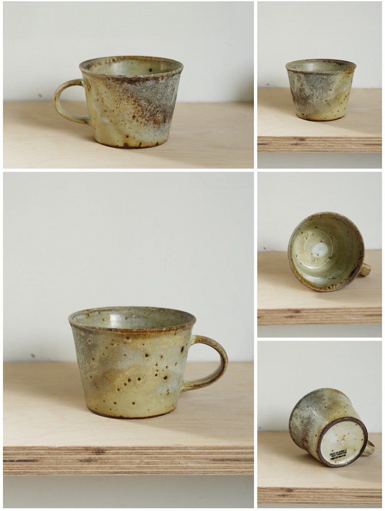 Kilnora Kyūshō Wabi-Sabi No. 7 white slip wood-fired mug 160 ml with serene ash accents.