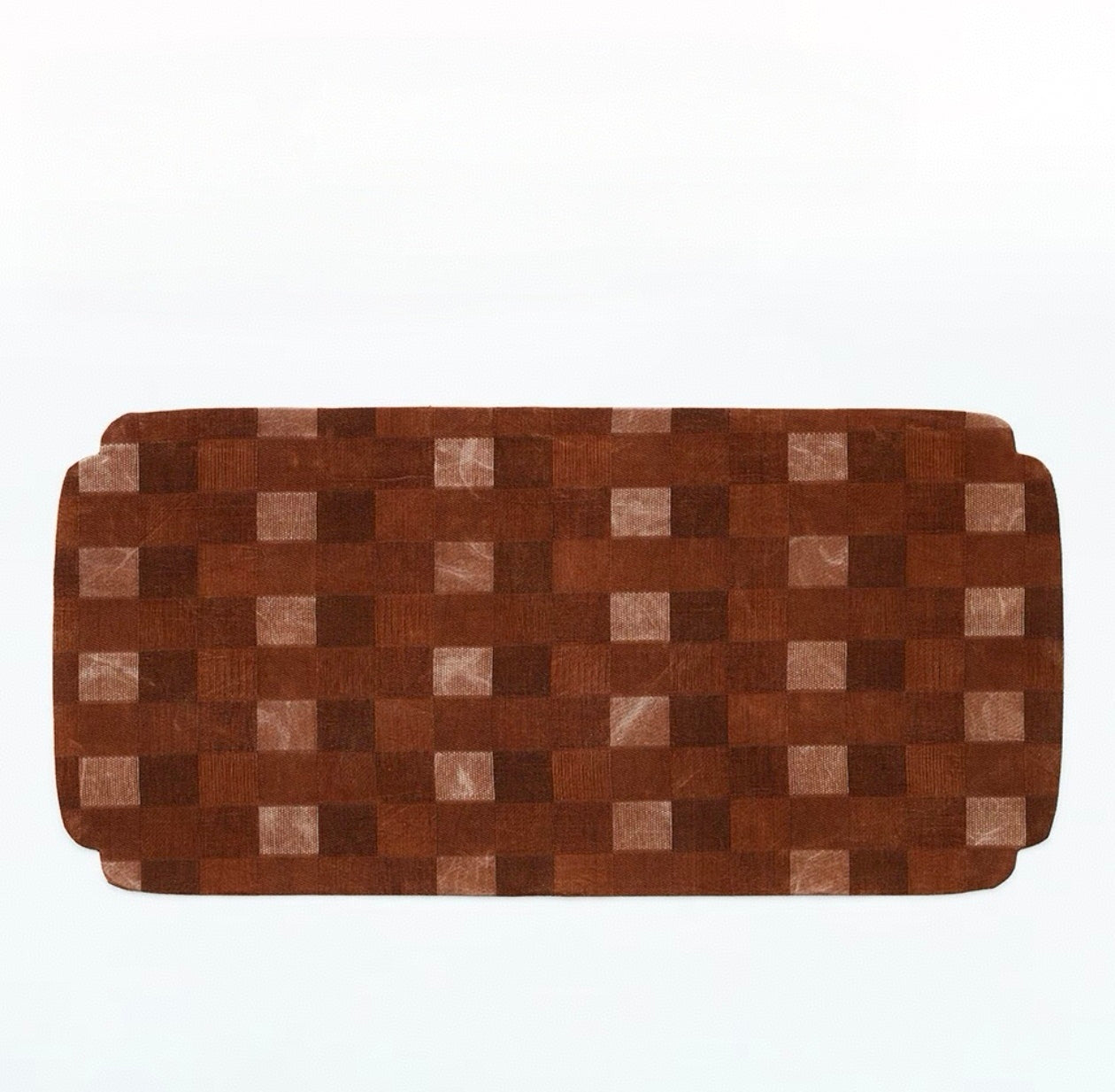 Vintage Chinese Double-Sided Rectangular Tea & Cup Mat (Plaid Weave)