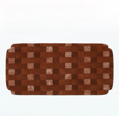 Vintage Chinese Double-Sided Rectangular Tea & Cup Mat (Plaid Weave)