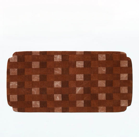 Vintage Chinese Double-Sided Rectangular Tea & Cup Mat (Plaid Weave)