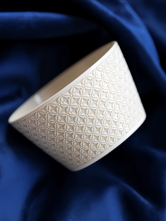 Kilnora LOOFA STUDIO Ornamental Garden underglaze carved diamond pattern porcelain cup