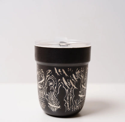 Kilnora Aokawa Chihiro Atlantis City porcelain cup with silver inlay cityscape design