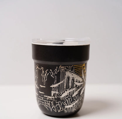 Kilnora Aokawa Chihiro Atlantis City porcelain cup with silver inlay cityscape design