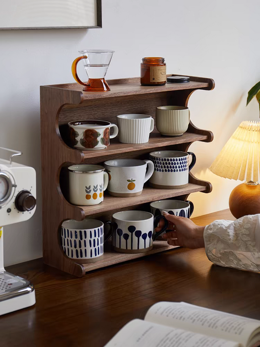 Retro Black Walnut Mug Organizer